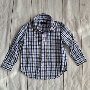 Andy & Evan 2T Blue and Black Plaid Button Up Collared Shirt Long Sleeve